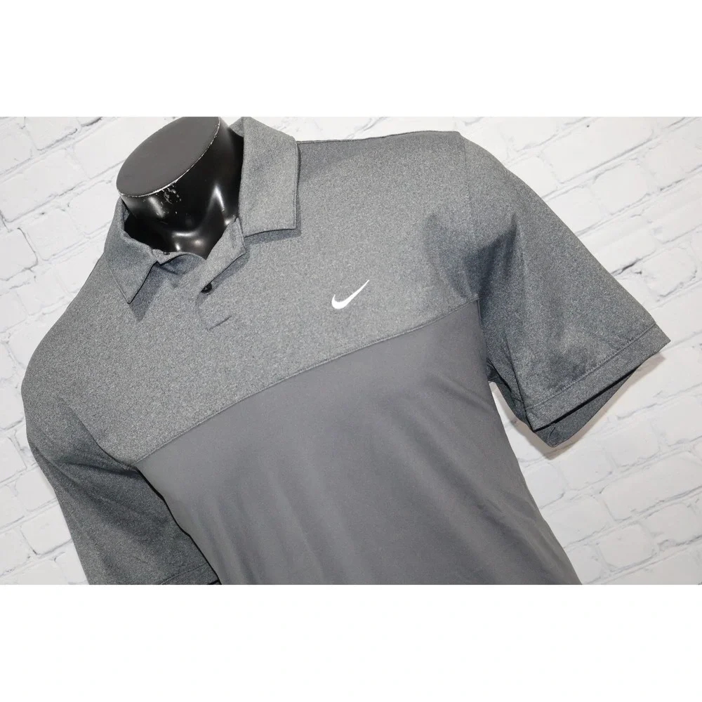 Nike Golf Polo Shirt Mens XL Gray Dri-Fit Standard Fit Short Sleeve Sportswear